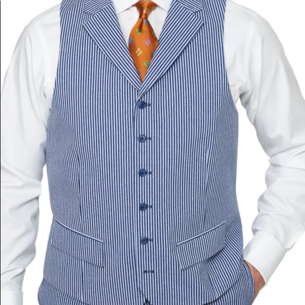 Paul Fredrick Men’s Seersucker Suit Vest